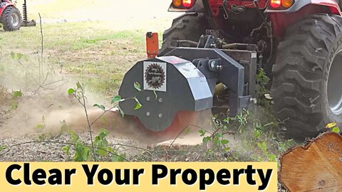 Clearing Land with Compact Tractor for Fence | Tractor Stump Grinder