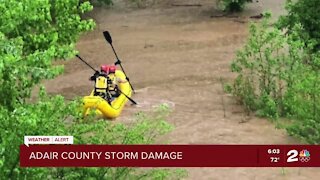 Adair County sustains storm damage, 2 saved in water rescue