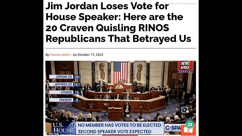 JORDAN LOSES SPEAKER VOTE - 20 RINO TRAITORS - LIST OF RINOS - CALL THEM TODAY - VERBAL/TEXT ARTICLE - 4 mins.