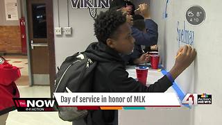 Students work on service project on MLK Jr. Day