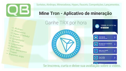 Mine Tron - Aplicativo para minerar TRX no Celular