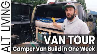 Van Life build in ONE week? Van Tour: French brothers living in a van. North America off grid