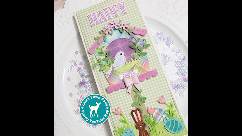 Handmade Slim Line Easter Card Featuring Lawn Fawn Products