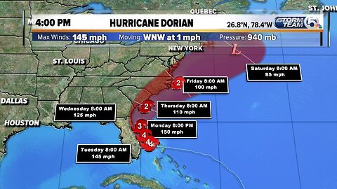 4 p.m. Monday Dorian update