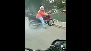 Biker lost control while doing a burnout