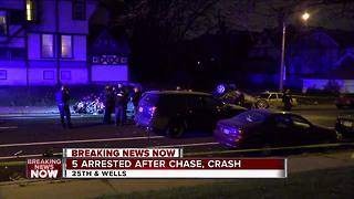 5 teens taken into custody after police chase ends in crash near Marquette University