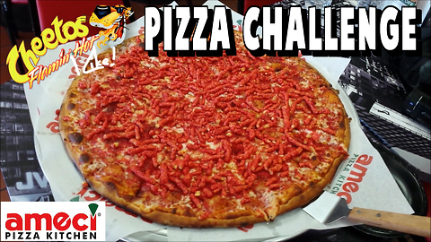 Flamin' Hot Cheetos pizza challenge at Ameci's Pizza Kitchen