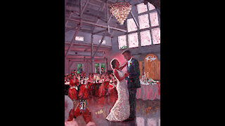 Caleb and Jessica's First Dance oil painting