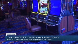 2 of Detroit's 3 casinos reopening Wednesday