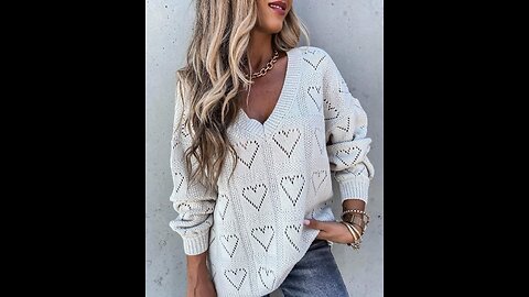 Women Yarn/Wool Yarn Plain Long Sleeve Comfy Casual Beaded Sweater