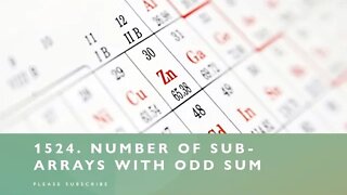 leetcode 1524 Number of Sub arrays With Odd Sum