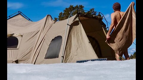 Living Off-Grid in a Tent w/ Wood Stove: How I Shower at Camp & Camp Security When I Leave