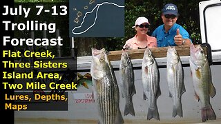 Lanier 101- July 7-13 Fishing Forecast Trolling Three Sisters, Two Mile Creek, Flat Creek