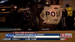 Officer injured after driver hits cruiser Thursday morning