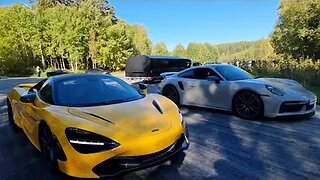 0-300 km/h DRAG RACE Porsche 992 Turbo S vs McLaren 720S in stunning 4k 60p supersmooth!