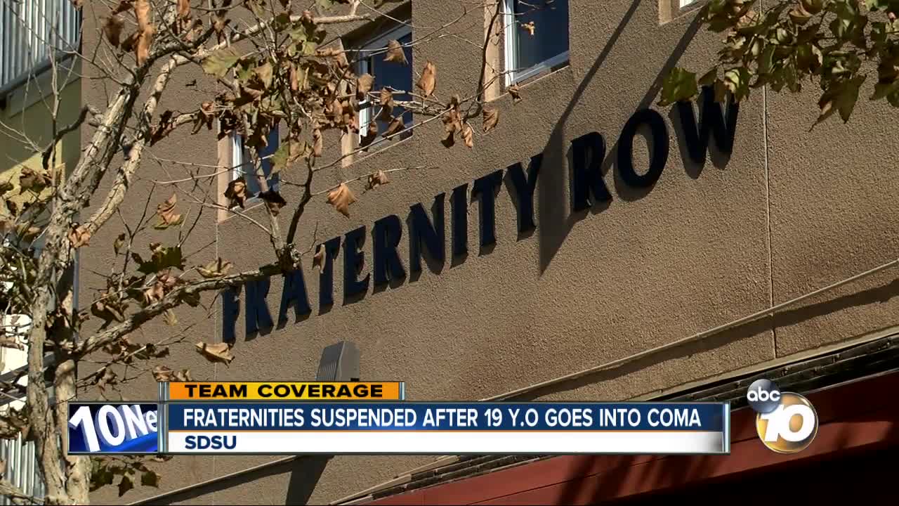 Fraternities suspended after 19-year-old goes into a coma