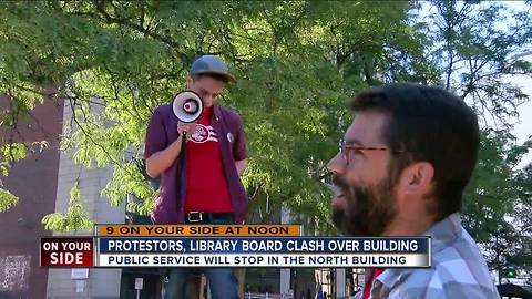 Library board, protestors clash over future of Downtown library building