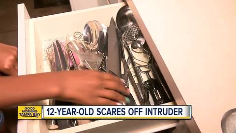 12-year-old scares off burglar with knife