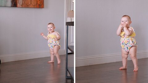 Baby girl adorably distracts dad while trying to work from home