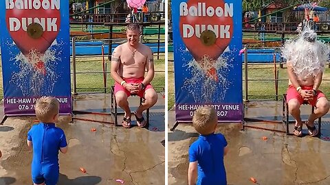 Energetic Kid Makes The Perfect Balloon Dunk Shot