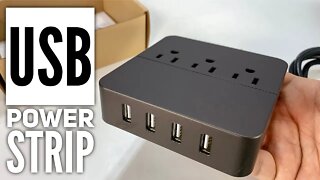 USB Ports and AC Outlet Surge Protector Power Strip Unboxing