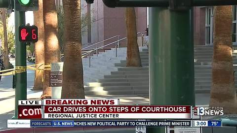 Car drives onto steps of Las Vegas courthouse