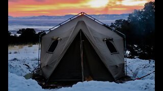 Living Off-Grid in a Tent w/ Wood Stove: New REMOTE Colorado Dispersed Winter Campsite