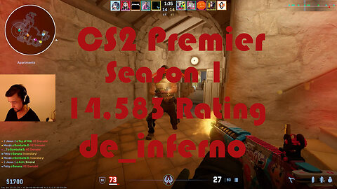 CS2 Premier Matchmaking - Season 1 - 14,583 Rating - de_inferno