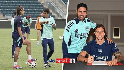 Riccardo Calafiori watches on at Arsenal training in US Tour 👀