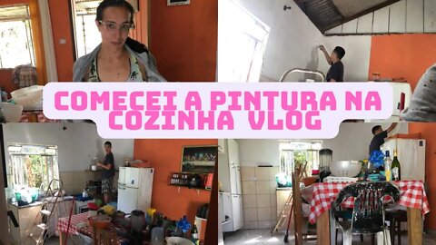Comecei a pintar a cozinha - Muita bagunça- Vlog ( Parte 1)