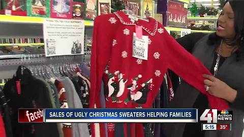 Ugly holiday sweaters help provide meals to homeless