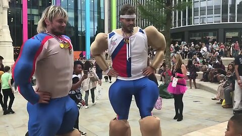 Funny Clown in Birmingham Commonwealth Games | Funny Body Builder
