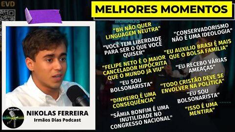 MELHORES MOMENTOS NIKOLAS FERREIRA - Irmãos Dias Podcast