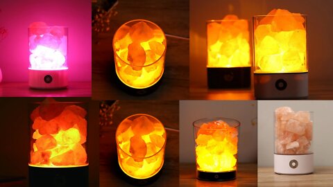 custom natural rock Christmas stone craft led night pink light table Himalayan lamp salt