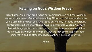 Relying on God’s Wisdom Prayer (Prayer for Perseverance)