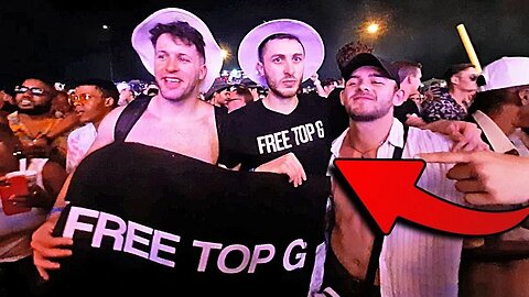 Andrew Tate Fans CHANT Free Top G At Festival