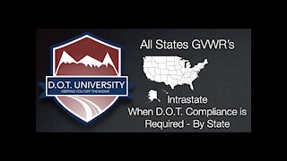 When INTRAstate DOT Rules Apply - Every State's Legal GVWR/GCWR for Intrastate Commerce. ONLY HERE!!
