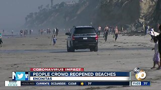 People crowd reopened beaches