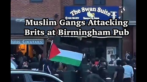 UK Riots | Muslims Carrying Palestine Flag Attacking Brits at Birmingham Pub.