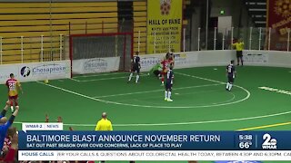 Baltimore Blast announce November return