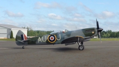 Incredibly rare and iconic WWII Spitfire aircraft takeoff