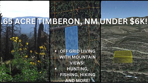 .65 ACRE TIMBERON, NM UNDER $6K! OFF-GRID LIVING WITH MOUNTAIN VIEWS, HUNTING, FISHING AND FARMING!