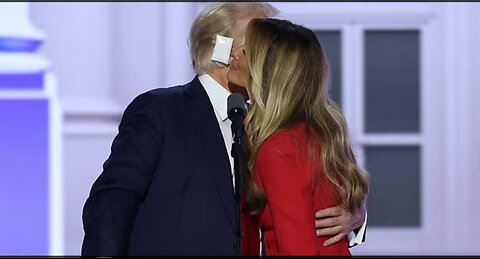 Trump embraces Melania after the marathon convention