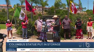 Columbus statue put in storage