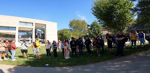 Iowa State Univ: Student Dressed Like "Jesus" Mocks the Gospel, Hypocrite Joins Forces With Potty Mouths, Trans, A Homosexual Female "Pastor" Holds God Is Queer Sign, Huge Crowd Eventually Gets Smaller And Great Questions Emerge