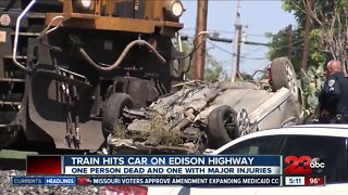 Train hits car on Edison Highway