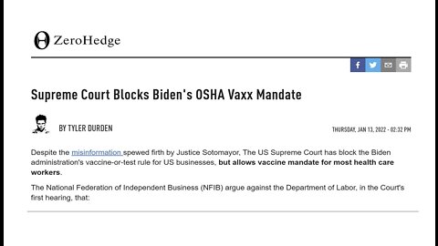 Supreme Court Blocks Biden Vax Mandate For Buinesses, But Most Healthcare Workers Mandate Remains