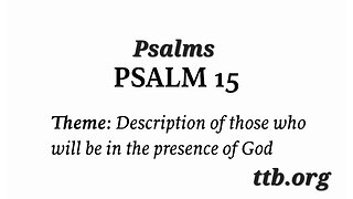 Psalm Chapter 15 (Bible Study)