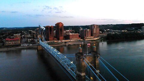 This beautiful bridge in Cincinnati is the prototype for the Brooklyn Bridge