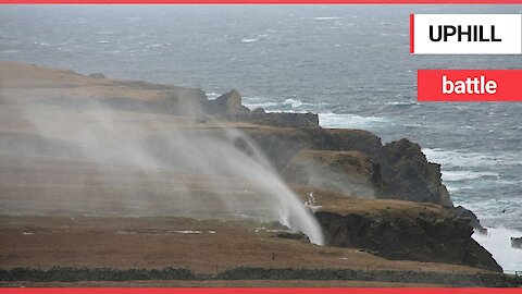 This is the amazing moment water appears to flow BACKWARDS up a waterfall